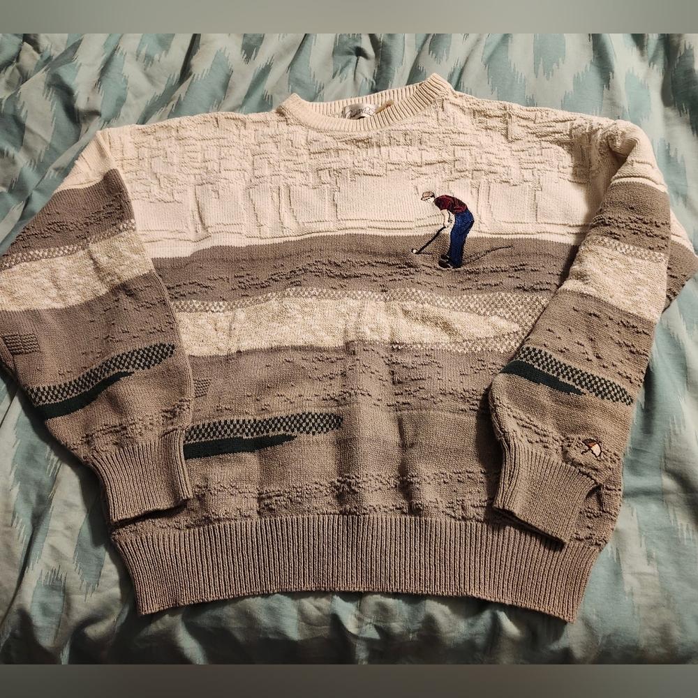 Arnold Palmer Vintage Knit Ribbed‎ Cuff Pullover Sweater Men's Size Large